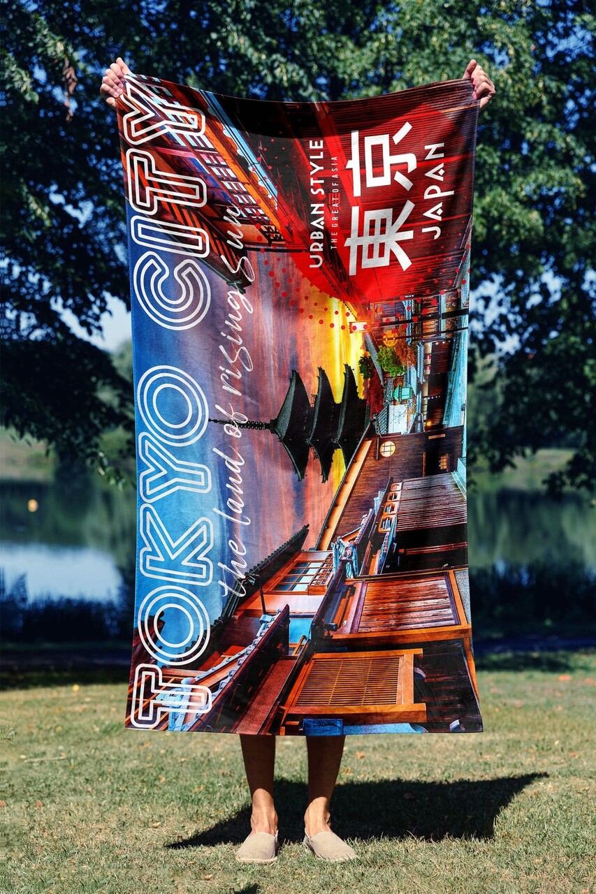 Prosop de plaja, L'essentiel Maison, Tokyo Rising Sun 90, 90x150 cm, Multicolor - imagine 7